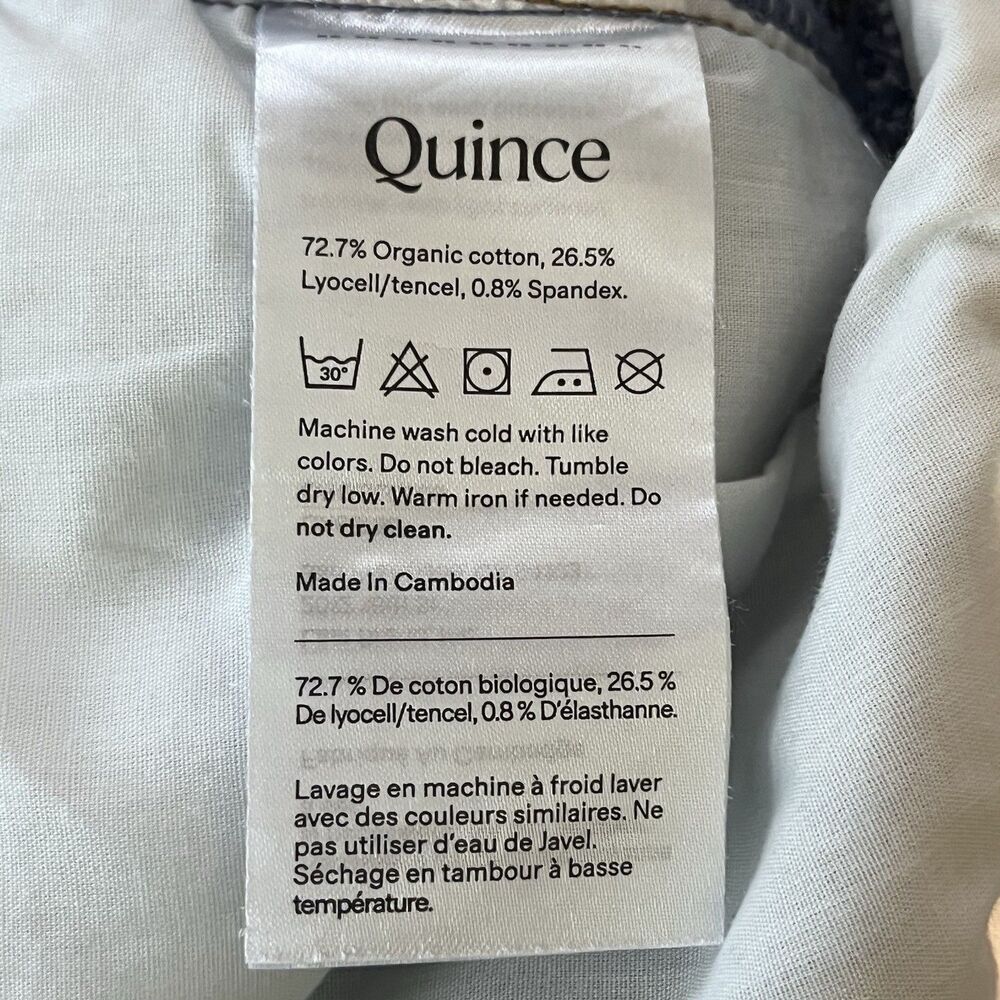 Quince Women Size 31 Bella Stretch Relaxed Straight Jeans Atlantic Blue - Picture 10 of 10